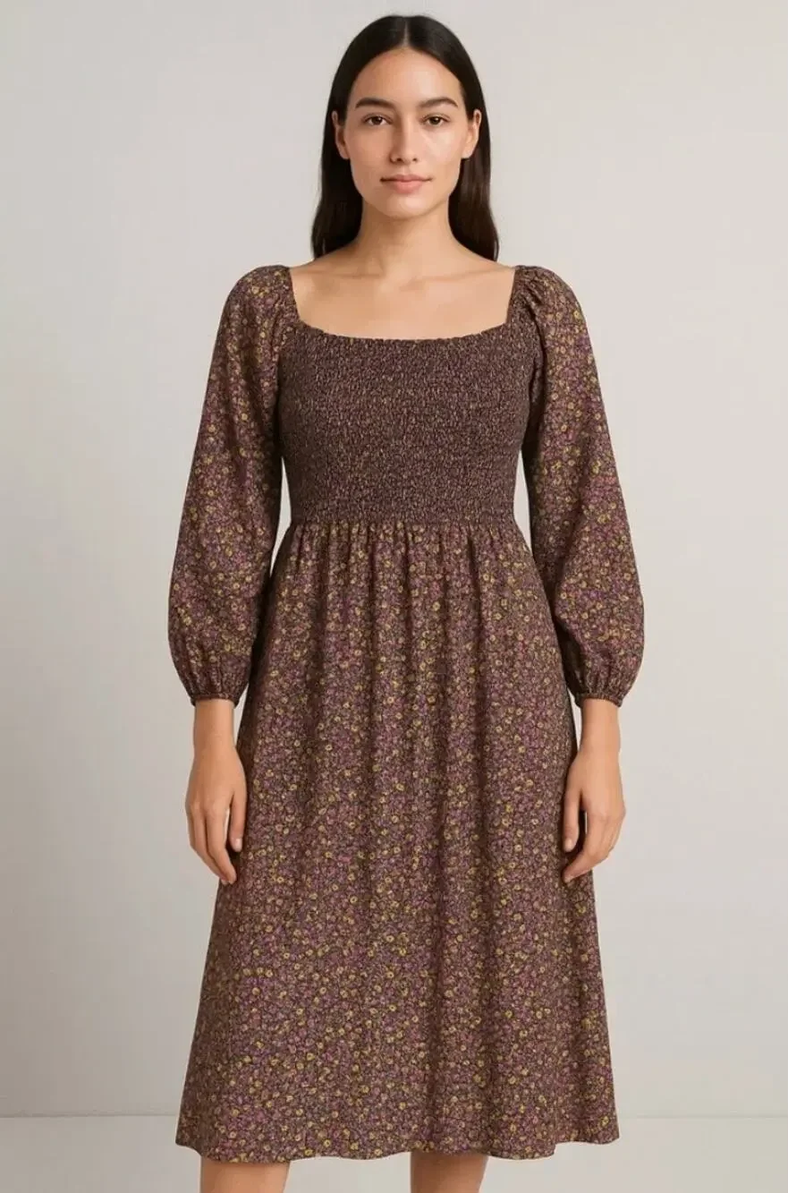 J. CREW Liberty® Fabric Cotton Daydream Midi Dress in Busy Izzy